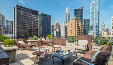 The Plaza Hotel New York top suite terrace with Manhattan skyline views