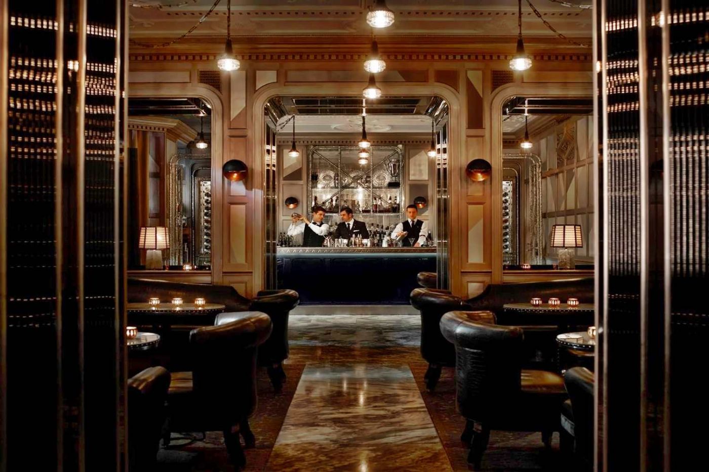 Connaught Bar at The Connaught London with elegant dark seating and cocktail bar design