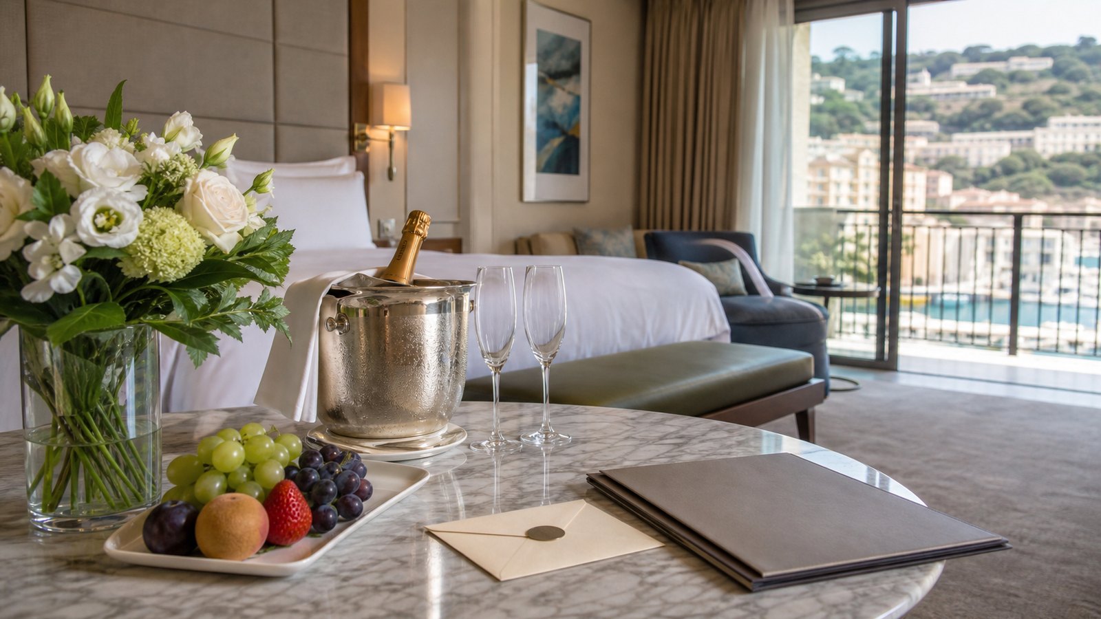 Luxury hotel suite with advisor-booked welcome benefits