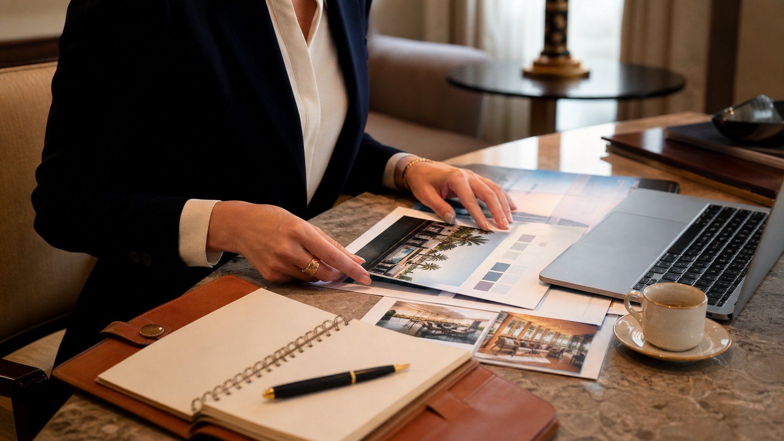 Luxury travel advisor planning a hotel itinerary