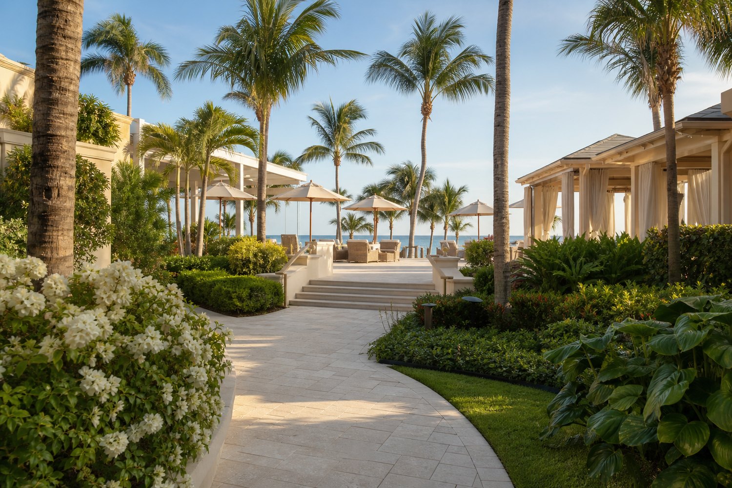 Sarasota Gulf Coast luxury resort garden and beach club terrace