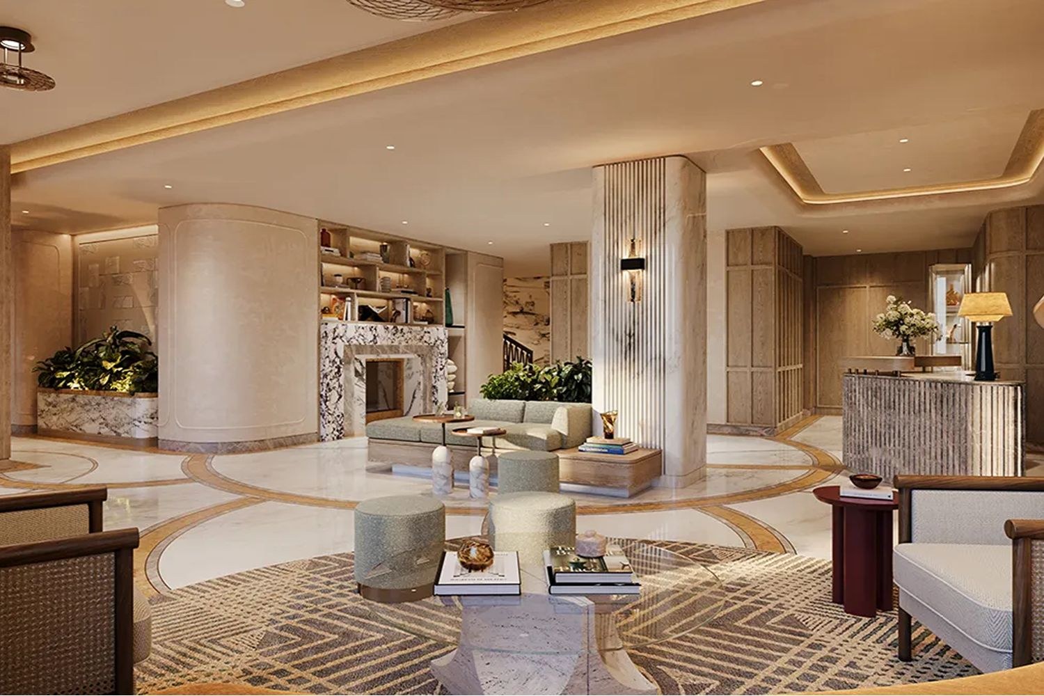Six Senses Milan interior rendering for a 2027 luxury hotel opening