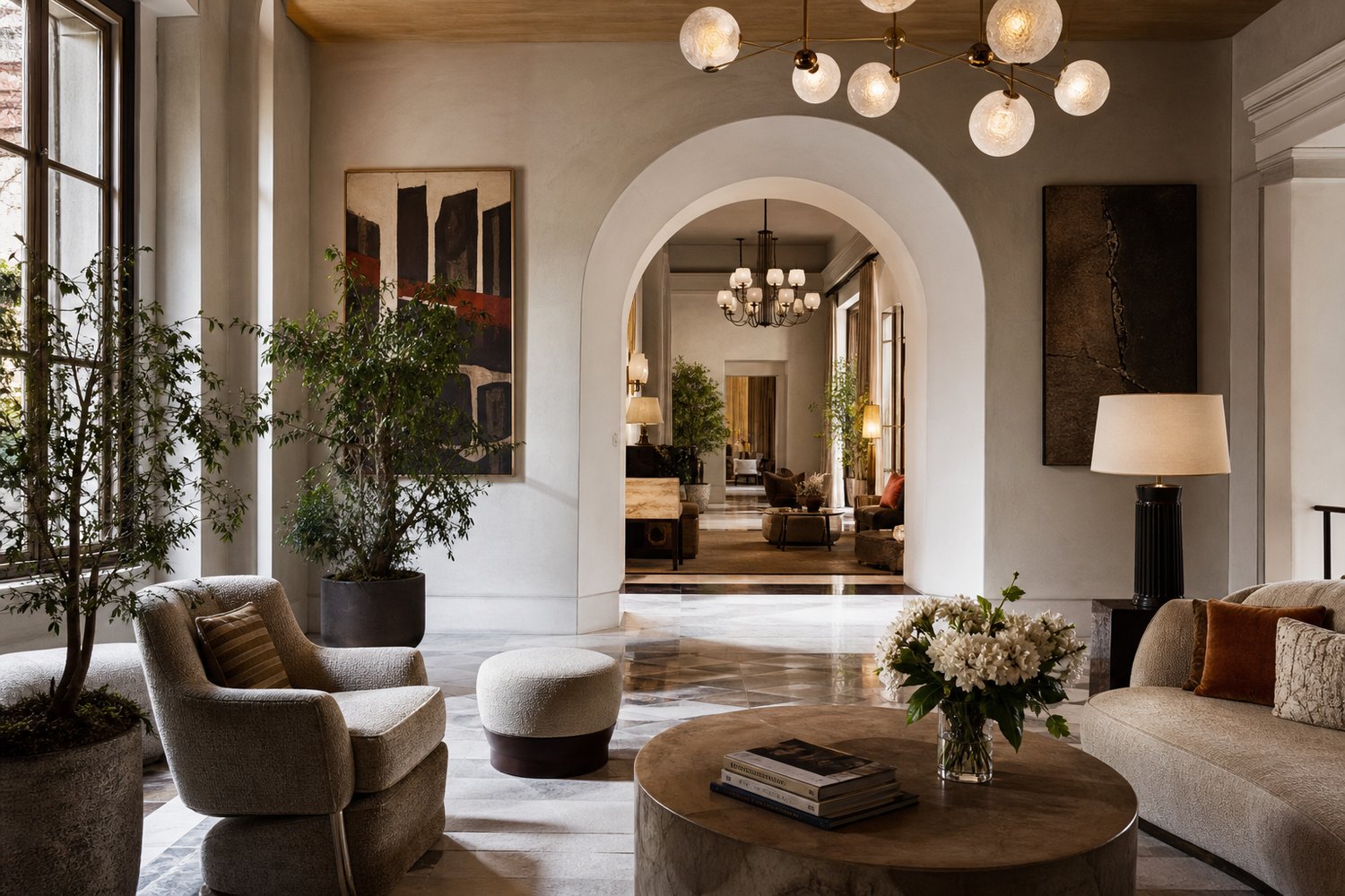 Unique boutique hotel interior with art and design