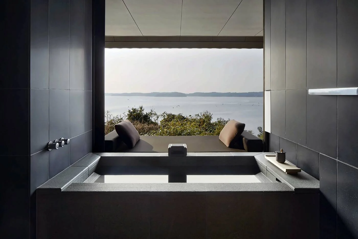 Private onsen-style bath at Amanemu overlooking Ago Bay in Japan