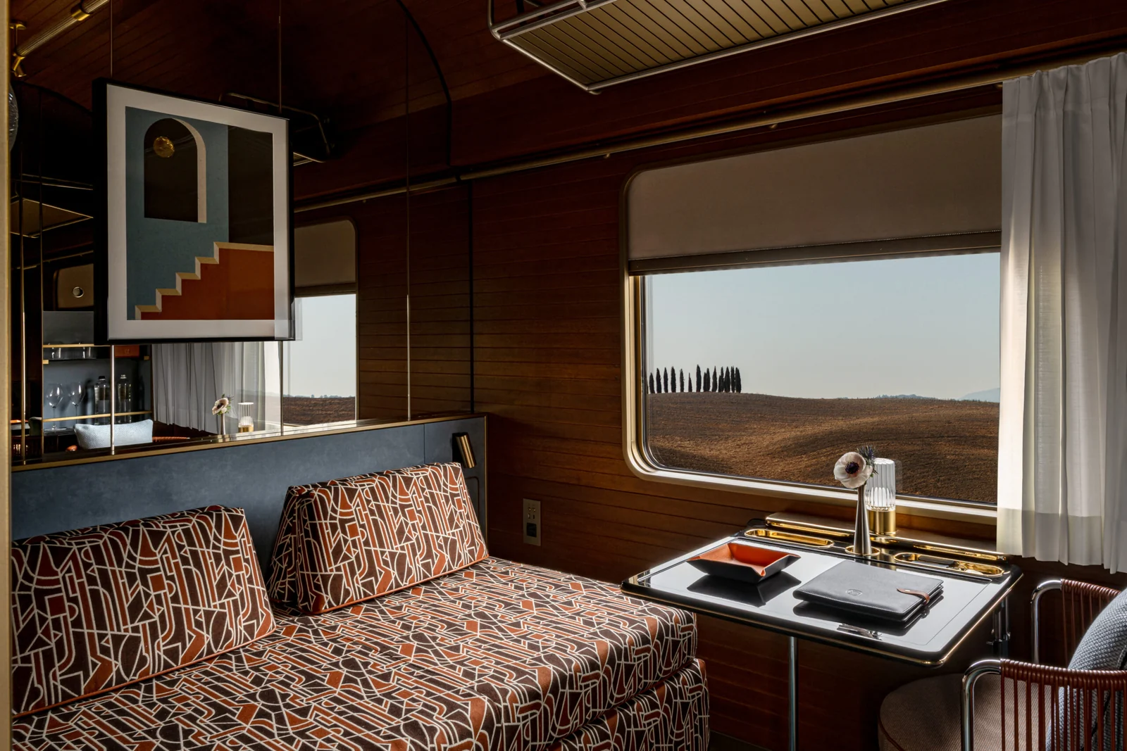 La Dolce Vita Orient Express cabin overlooking Tuscany