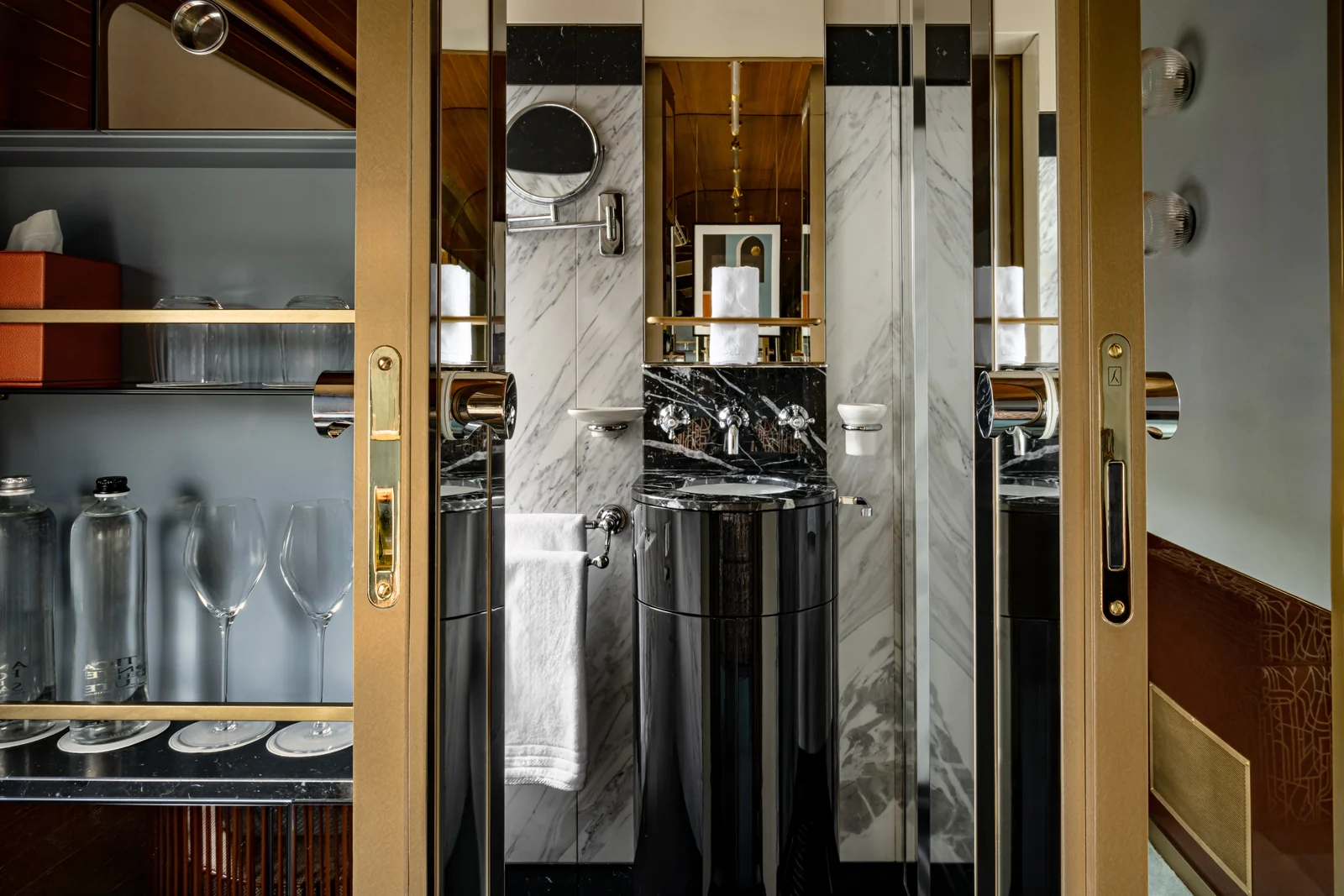 Marble bathroom inside a La Dolce Vita Orient Express suite