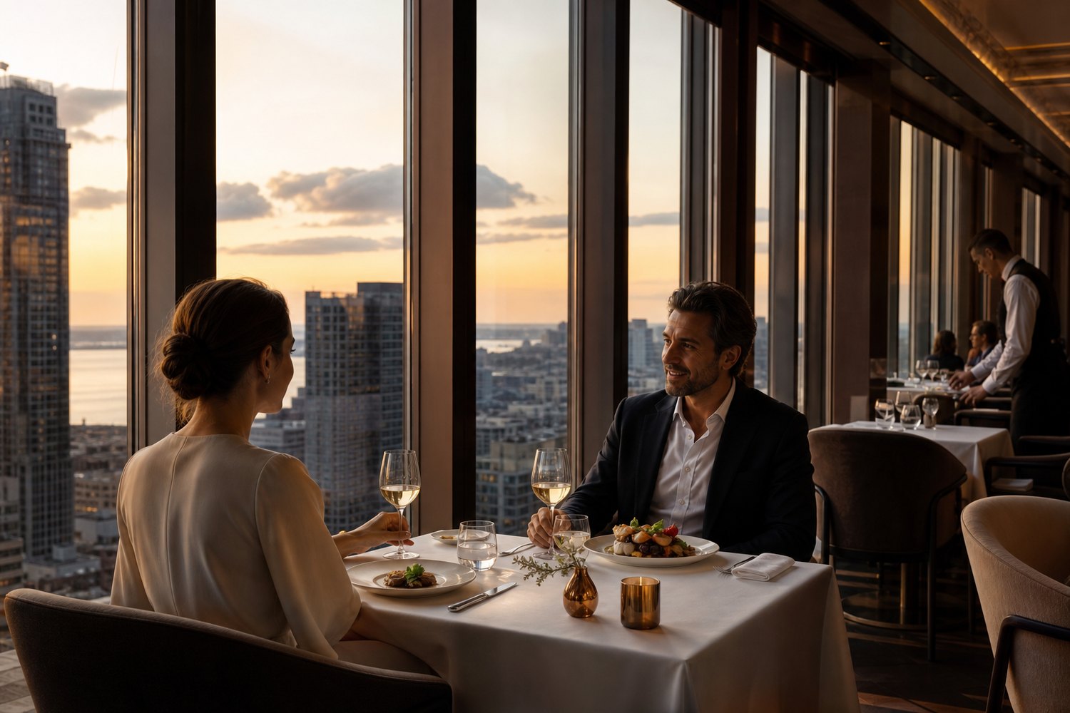 Luxury hotel dining experience where hotel credit may be used