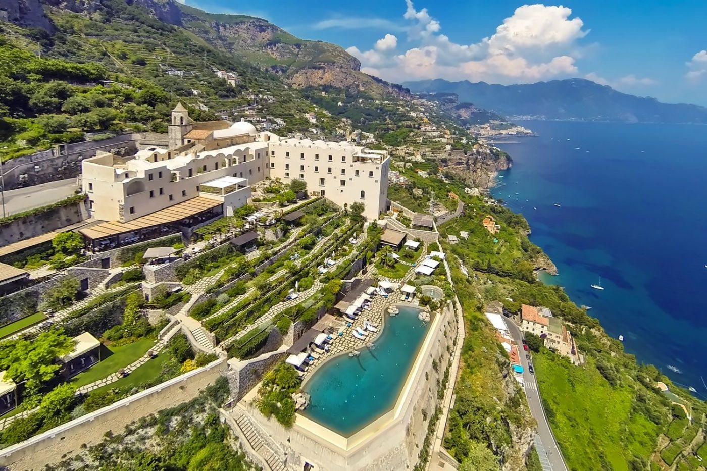 Monastero Santa Rosa infinity pool on the Amalfi Coast