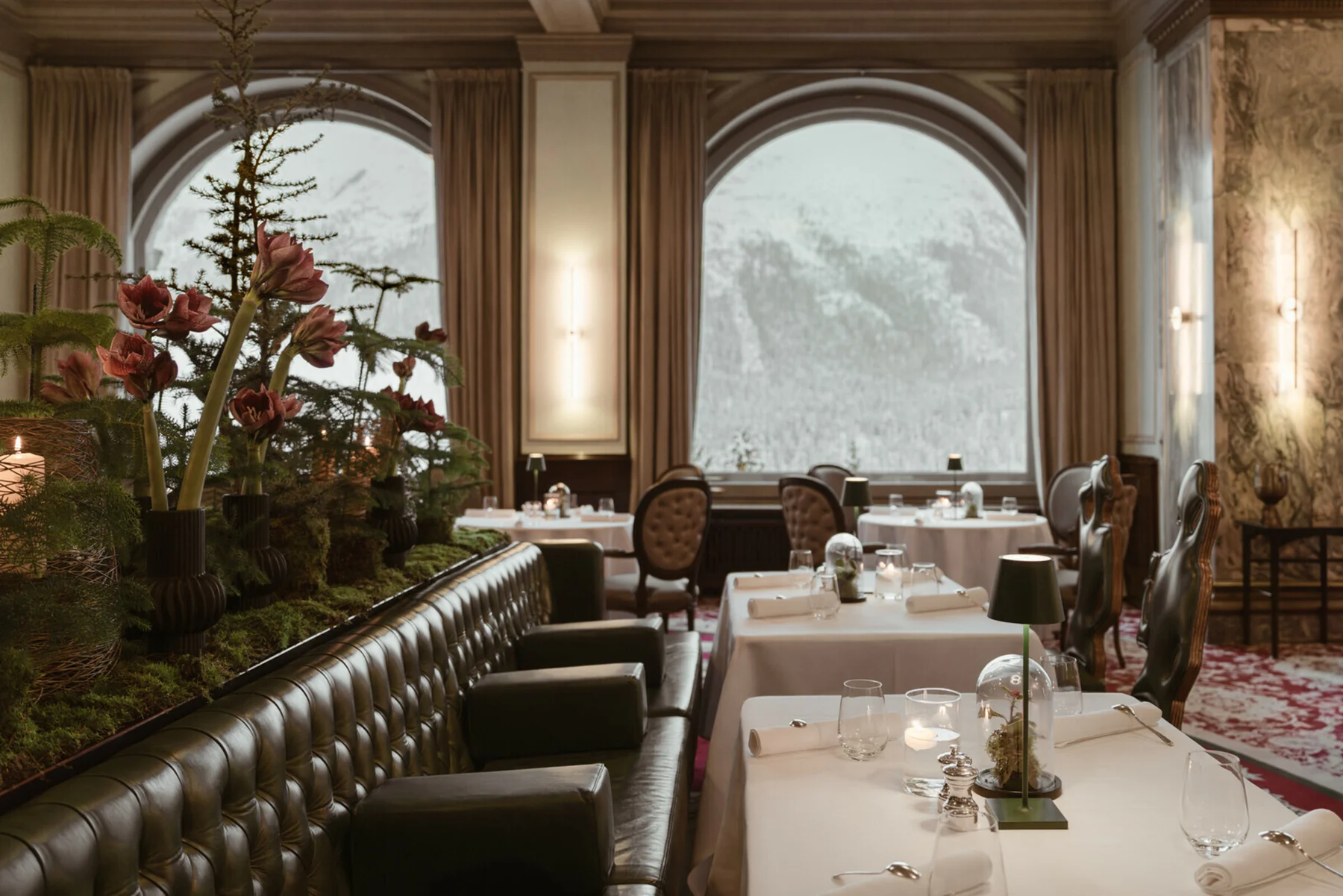Grand Restaurant dining room at Carlton Hotel St. Moritz