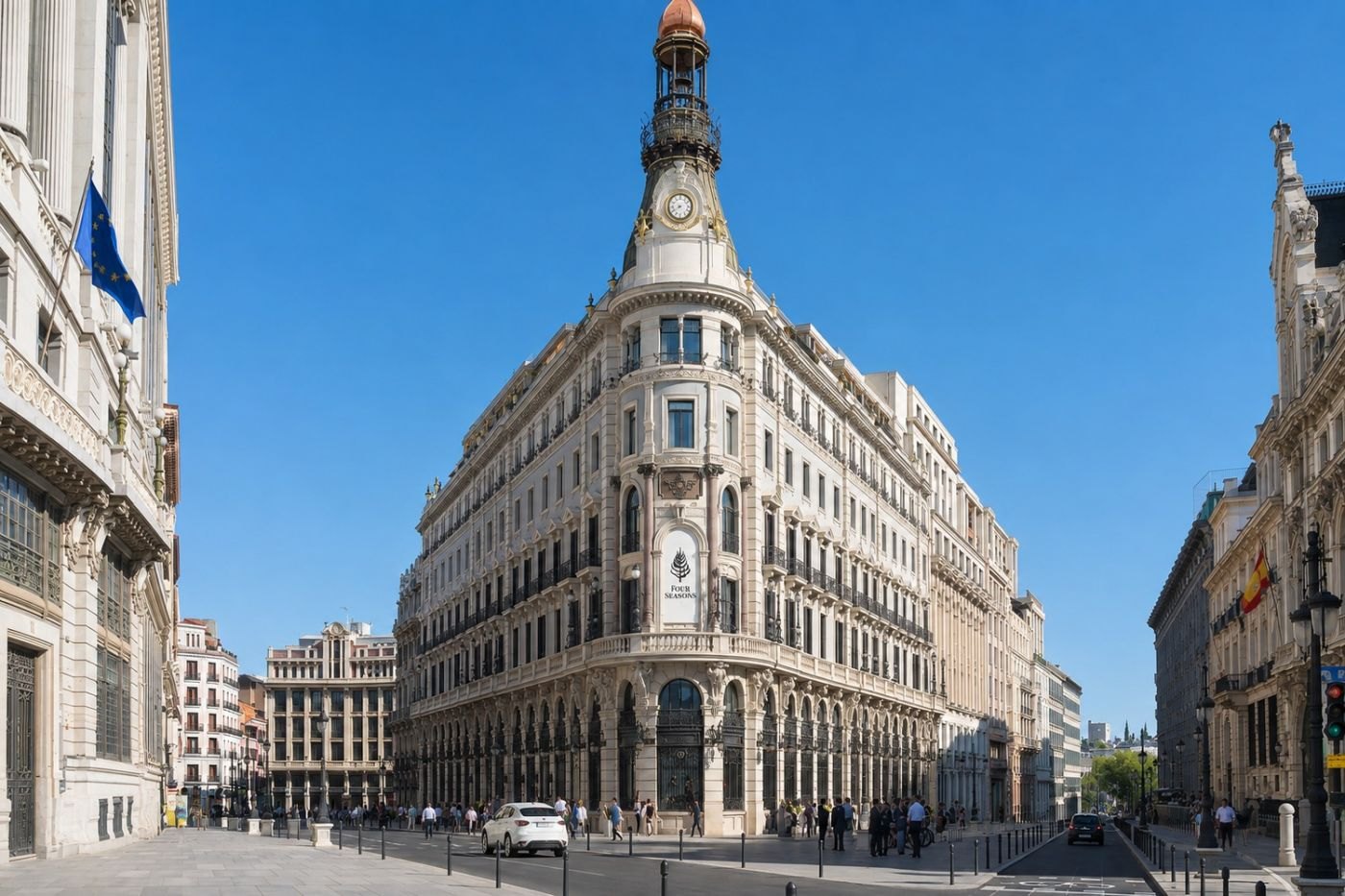 Four Seasons Hotel Madrid and the historic Centro Canalejas district