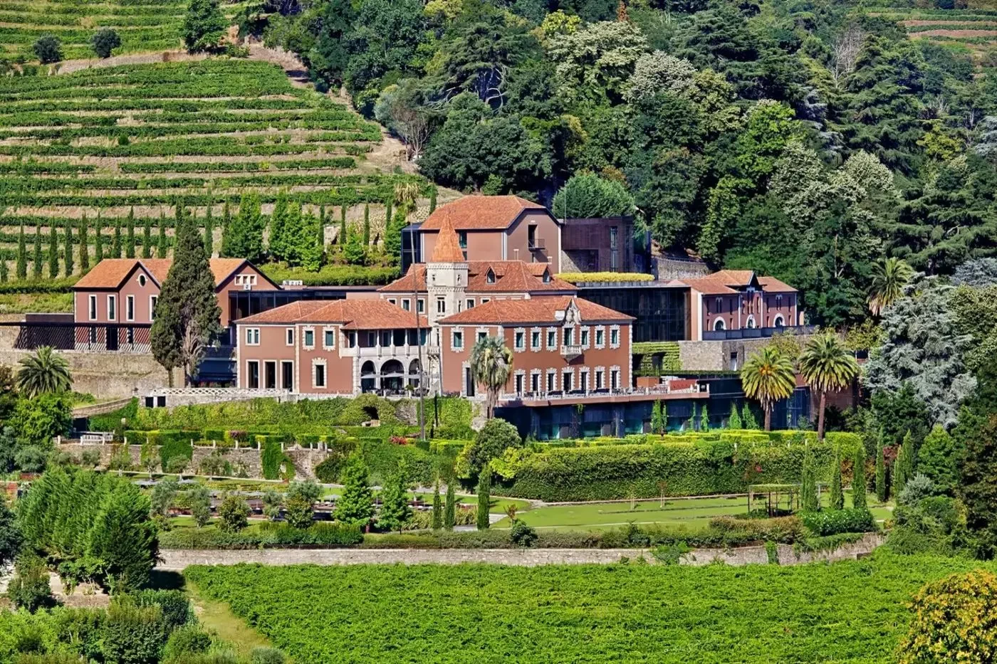 Six Senses Douro Valley manor house surrounded by terraced vineyards